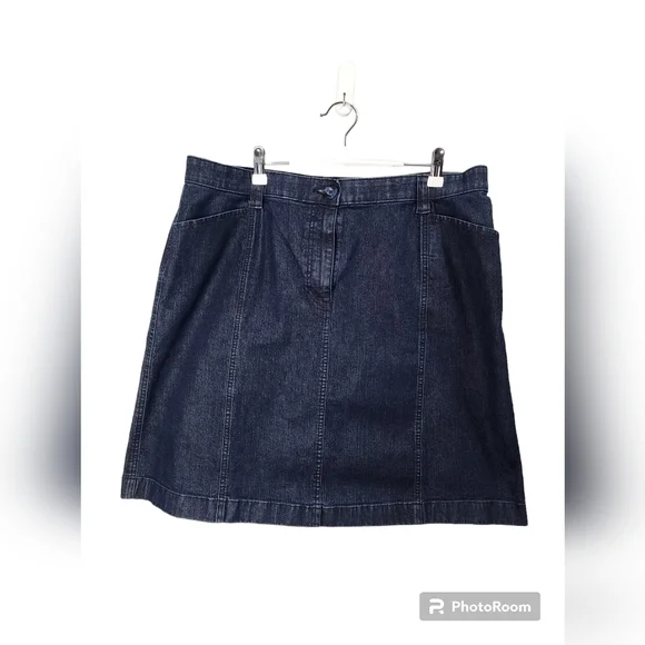 L.L.Bean Classic Fit Cotton Denim Jean Skirt Women 18 Blue Pockets - Picture 5 of 6